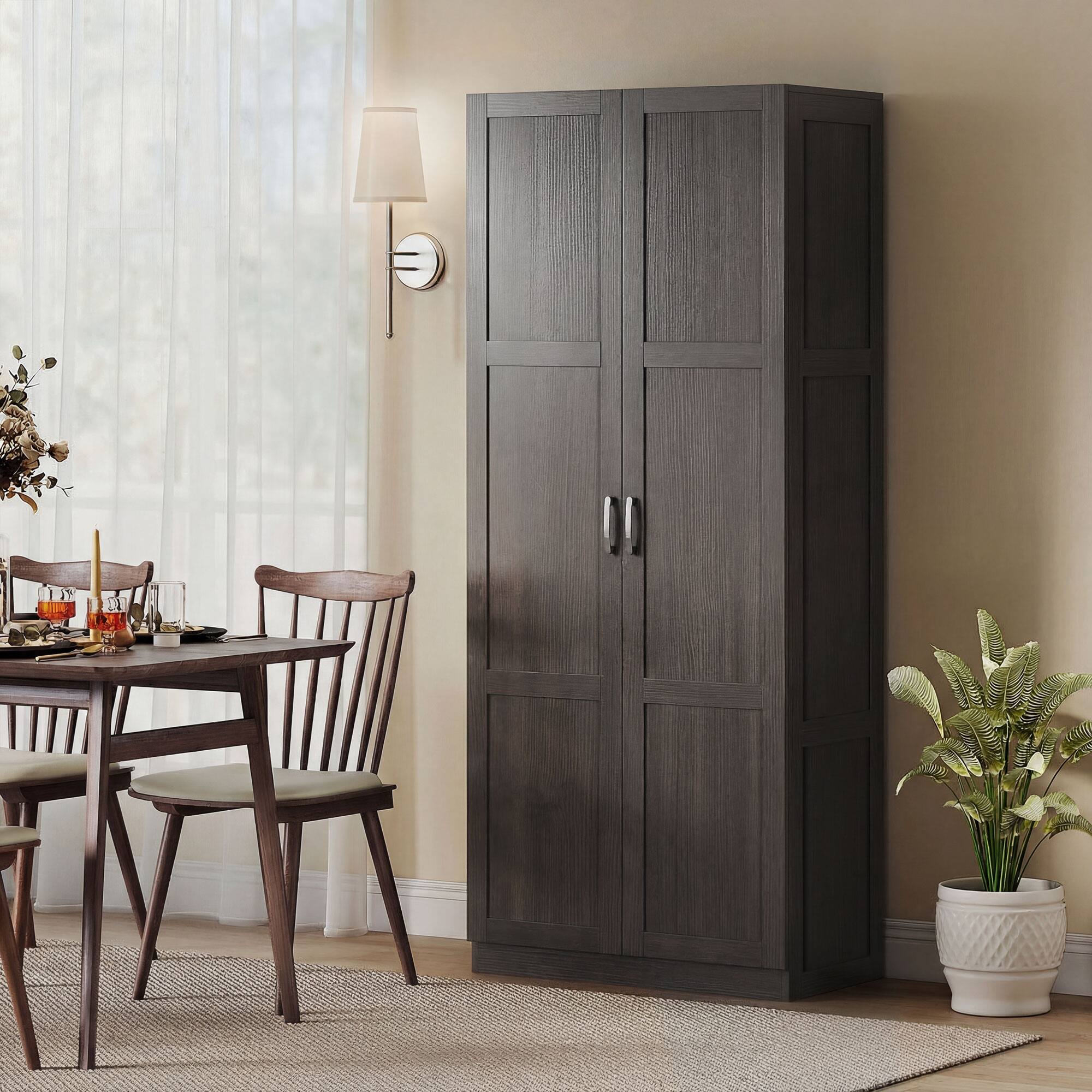 Alt View 1. Homcom - Pantry Cabinet, 71" Tall Kitchen Pantry Storage Cabinet with Soft-Close Hinges - Dark Brown.