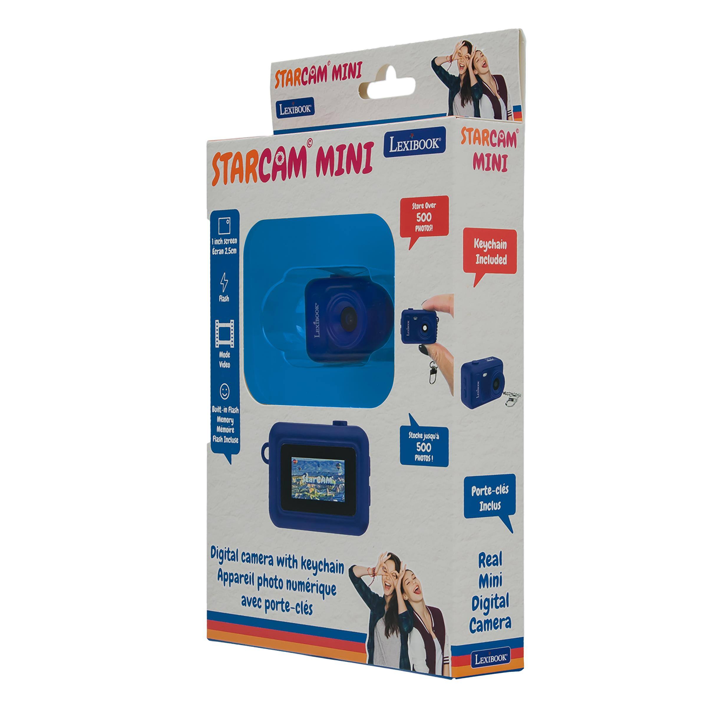 STARCAM MINI LEXIBOOK  
LEXIBOOK STARCAM MINI  
Start Over 500 PHOTOS!  
2.5cm Keychain Included  
LEXIBOOK Mode  
Duitt -0 Pash Memory Pash Incluse  
Stocks squ' 500 PHOTOS!  
ANTRANG  
Porte-clés Inclus  
Digital camera with keychain  
Appareil photo numérique avec porte-clés  
Real Mini Digital Camera