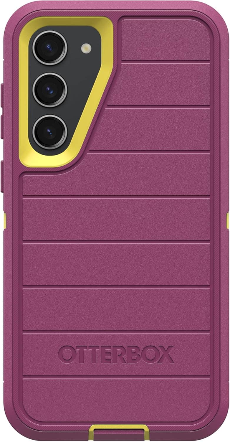 Back. OtterBox - OtterBox Galaxy S23+ (Only) - Defender Series Case - Holster Clip Included - Rugged & Durable - with Port Protection - Carnival Glow (Pink & Yellow).