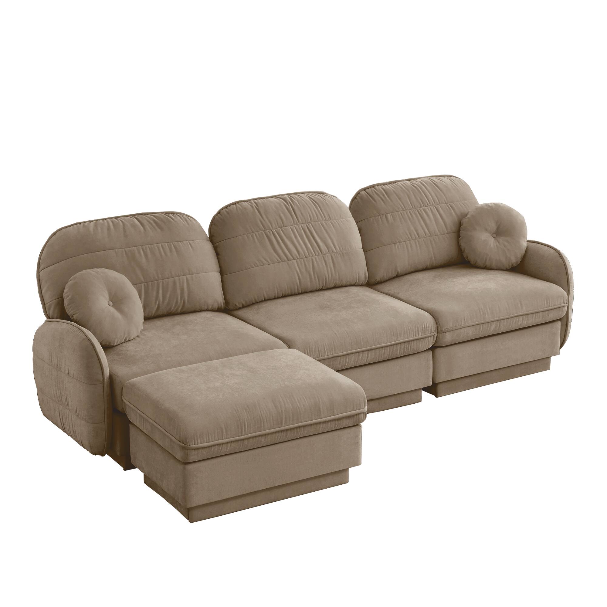 Alt View 8. LOVMOR - 105 inch Chenille Couch L Shaped Deep Seat Storage Ottoman Anti Slip For Living Room Apartment Lounge Plush TV - Light Coffee.