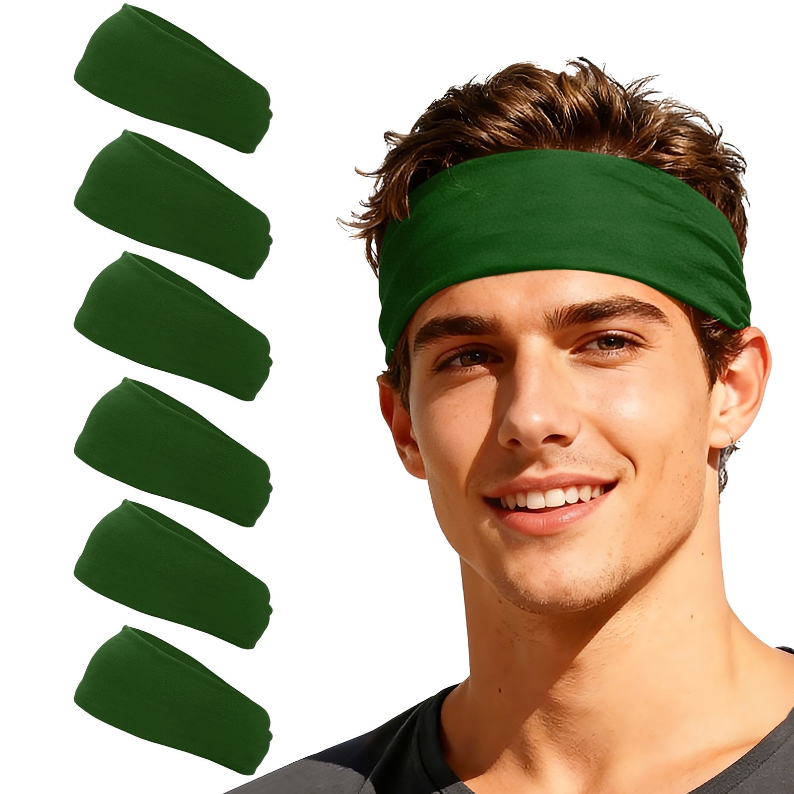 Unique Bargains - Sport Headbands for Men & Women, Stretchy Sweatband Absorbent Headbands, 6pcs - For Yoga/Sports/Running/Fitness/Cycling - Dark Green price history on PriceWatchPro