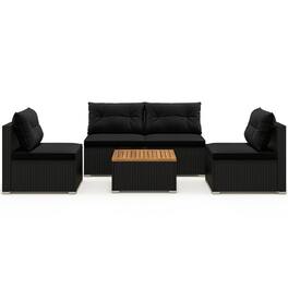 Boyel Living - 5 Piece Outdoor Furniture Set with Solid Tabletop and Soft Cushions 27-in L x 25-in W x 25-in H - Black
