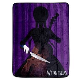 Silver Buffalo - Addams Family Wednesday Cello Silhouette Fleece Throw Blanket | 45 x 60 Inches - Purple