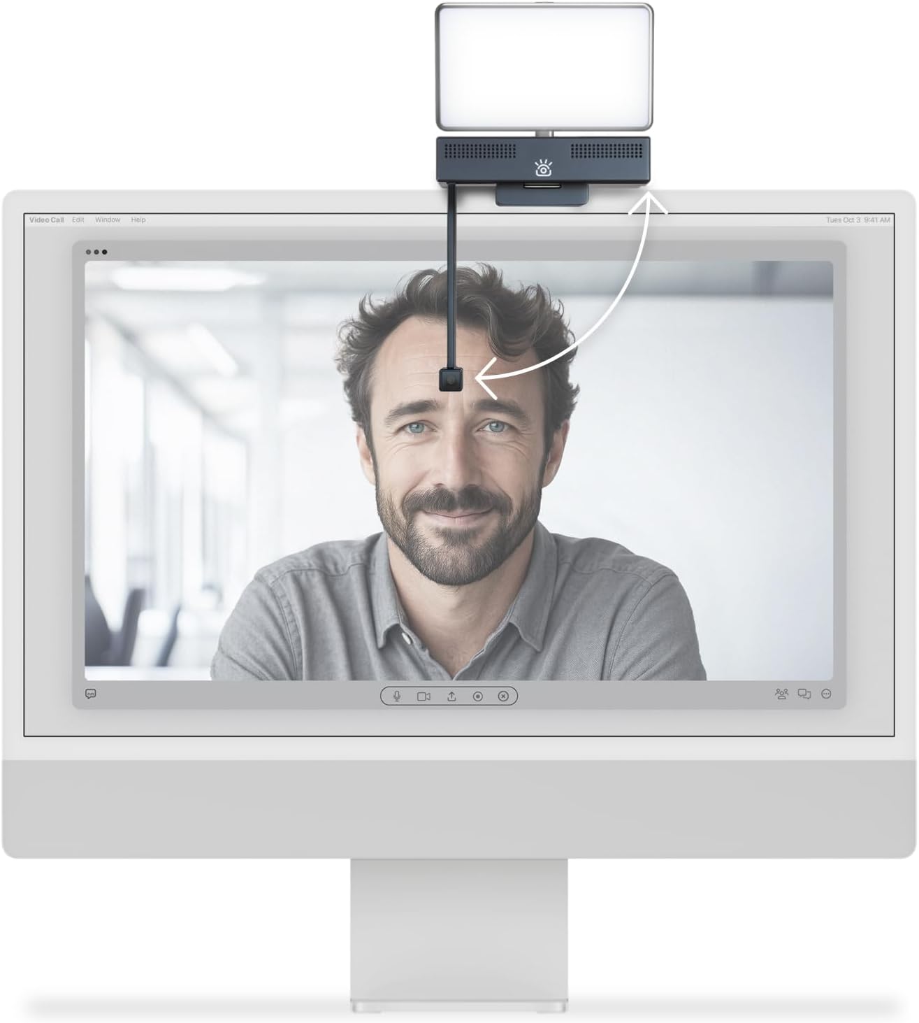 iContact Camera - Pro 4K HD Webcam Pro and Light Panel Bundle with Eye Contact, Noise Cancelling Mic