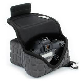 USA Gear - (Medium) Neoprene Camera Sleeve with Accessory Storage & Belt Loop - Deluxe Gray