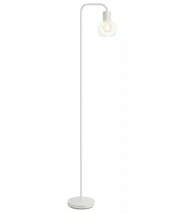 Front. FINEAK - White Floor Lamp, Minimalist Mid-Century Standing Lamp with 6W LED Bulb & Foot Switch | Tall Metal Vintage Lighting - White.
