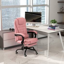 Anysun - Adjustable Comfort High-Back Massaging Office Desk Chair with Retractable footrest and Vibrating Function - Pink