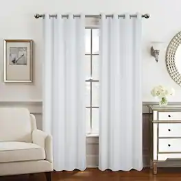 Olivia Gray - Gilbert Solid Single Grommet Curtain Panel Pair - 54x84" - White