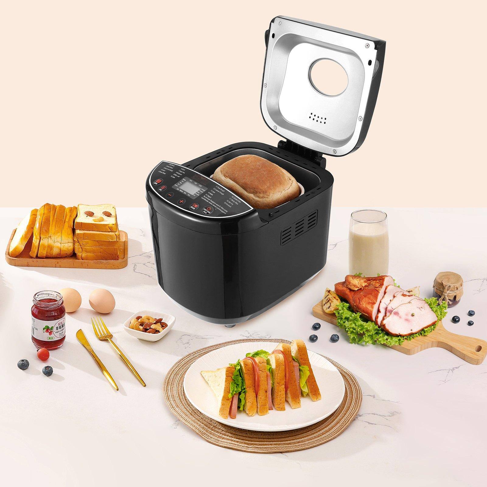 Alt View 1. Glintex - Bread Maker, 19-in-1 Digital Bread Machine with Gluten Free, Whole Wheat Options, Nonstick Ceramic Pan - Black.