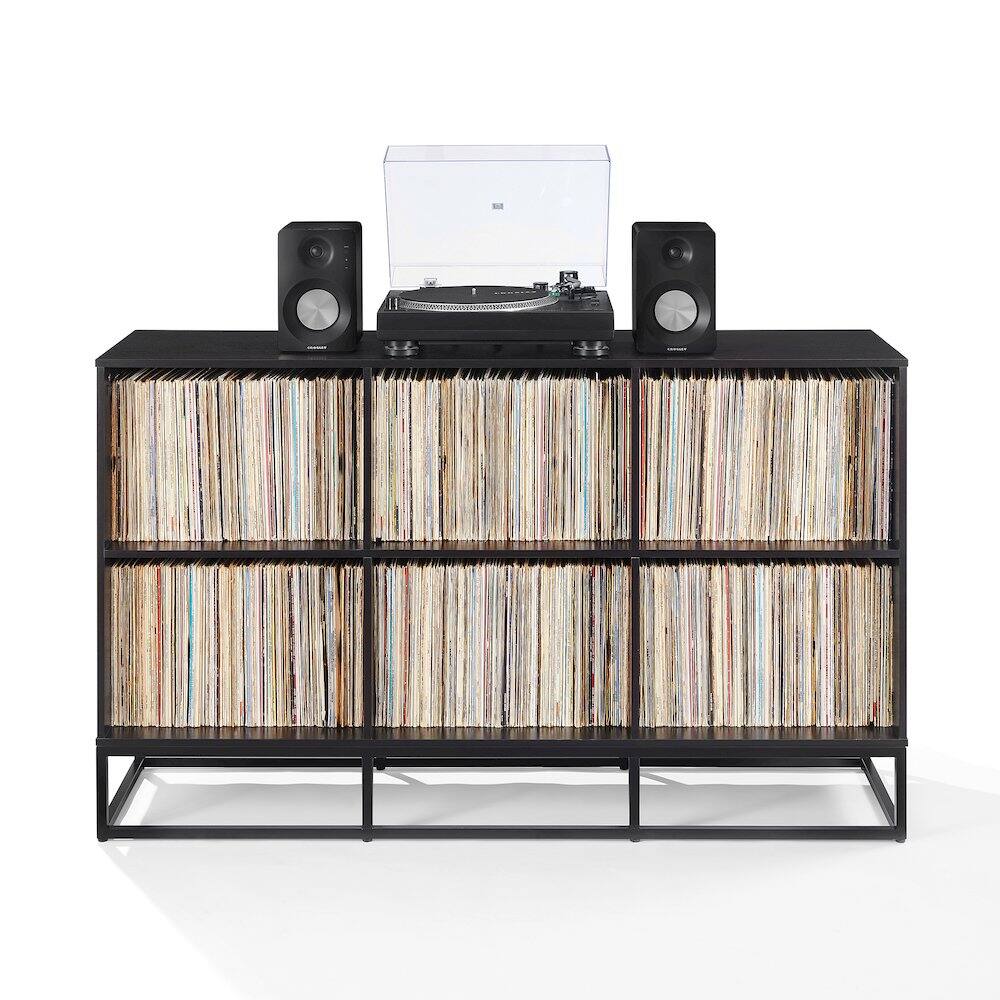 Alt View 2. Crosley Furniture - Enzo 6 Cube Record Player Stand With Vinyl Storage - Black.