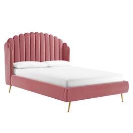 Modway - Lana Performance Velvet Queen Wingback Platform Bed - Red