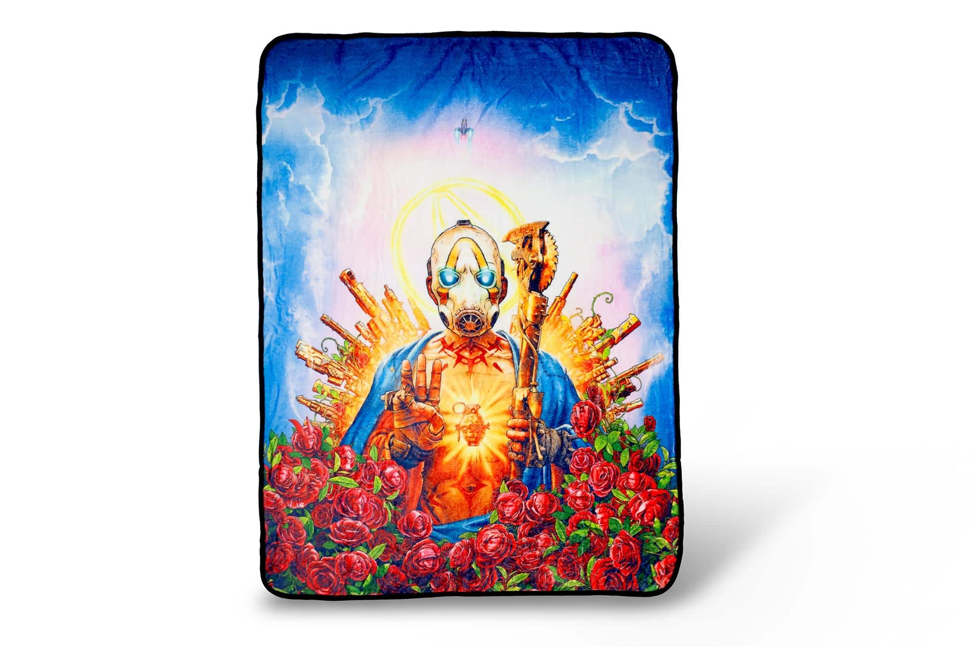 Just Funky - Borderlands 3 Psycho Bandit Cover Art Fleece Throw Blanket | 60 x 45 Inches - Blue