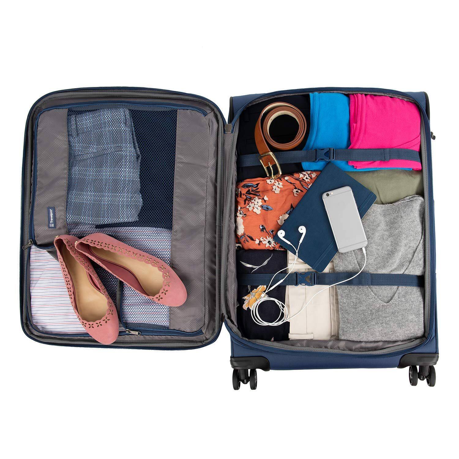 Back. Travelpro - Travelpro Tourlite Softside Expandable Luggage 25" Checked Spinner - Blue.