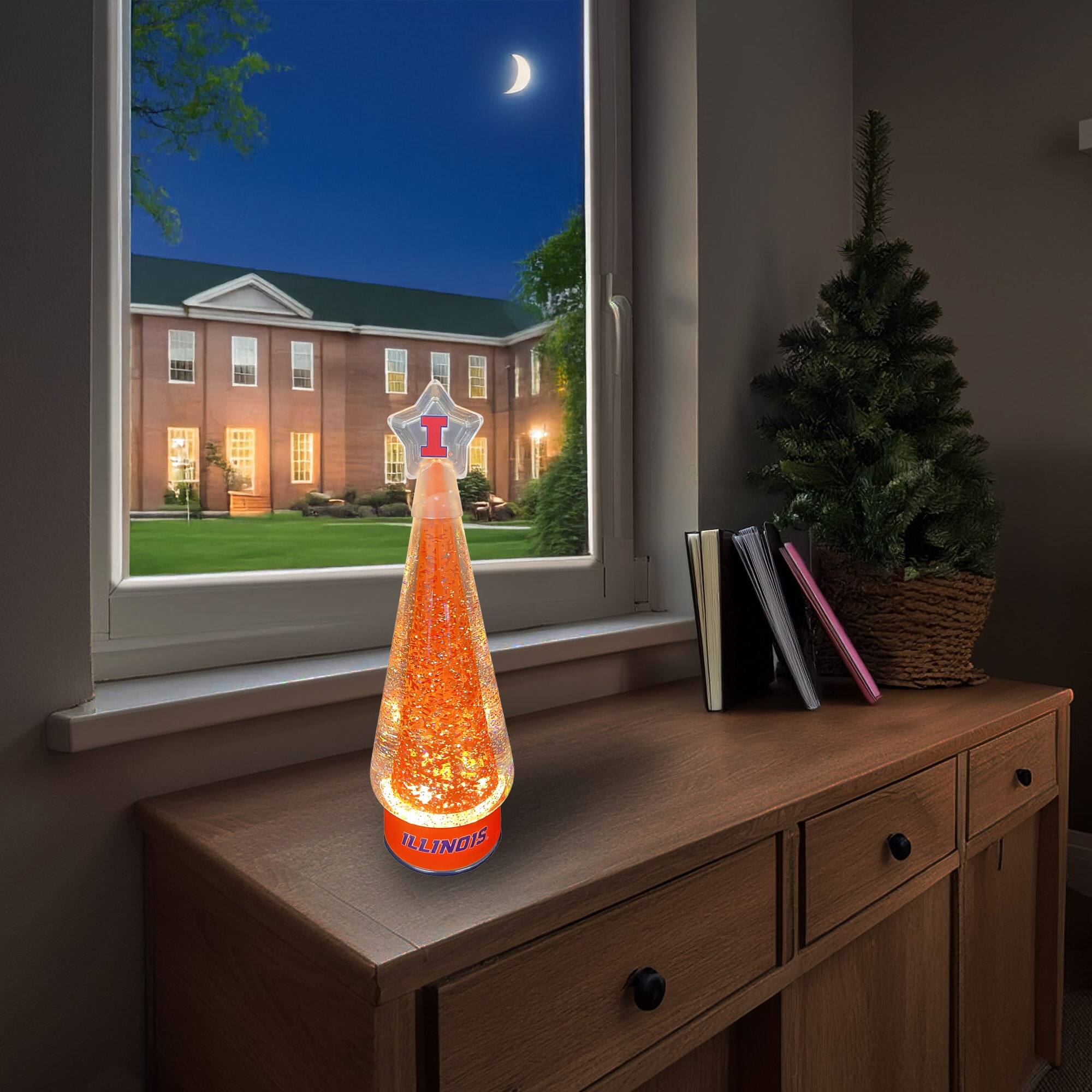 Alt View 2. Santa's Workshop - Illinois Fighting Illini 12" Tree Globe - Orange.