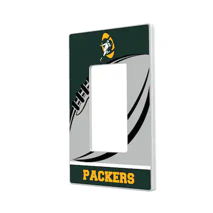 Front. Keyscaper - Green Bay Packers Passtime Design Single Rocker Lightswitch Plate - Multicolor.