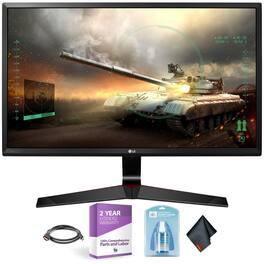 LG - 24" Class Full HD IPS Gaming Monitor (23.8" Diagonal) + Cleaning Kit + HDMI-to-USB-C Thunderbolt 3 Adapter Cable + 2 - Black