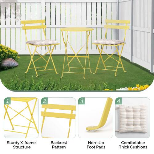 1. Sturdy X-frame Structure  
2. Backrest Pattern  
3. Non-slip Foot Pads  
4. Comfortable Thick Cushions
