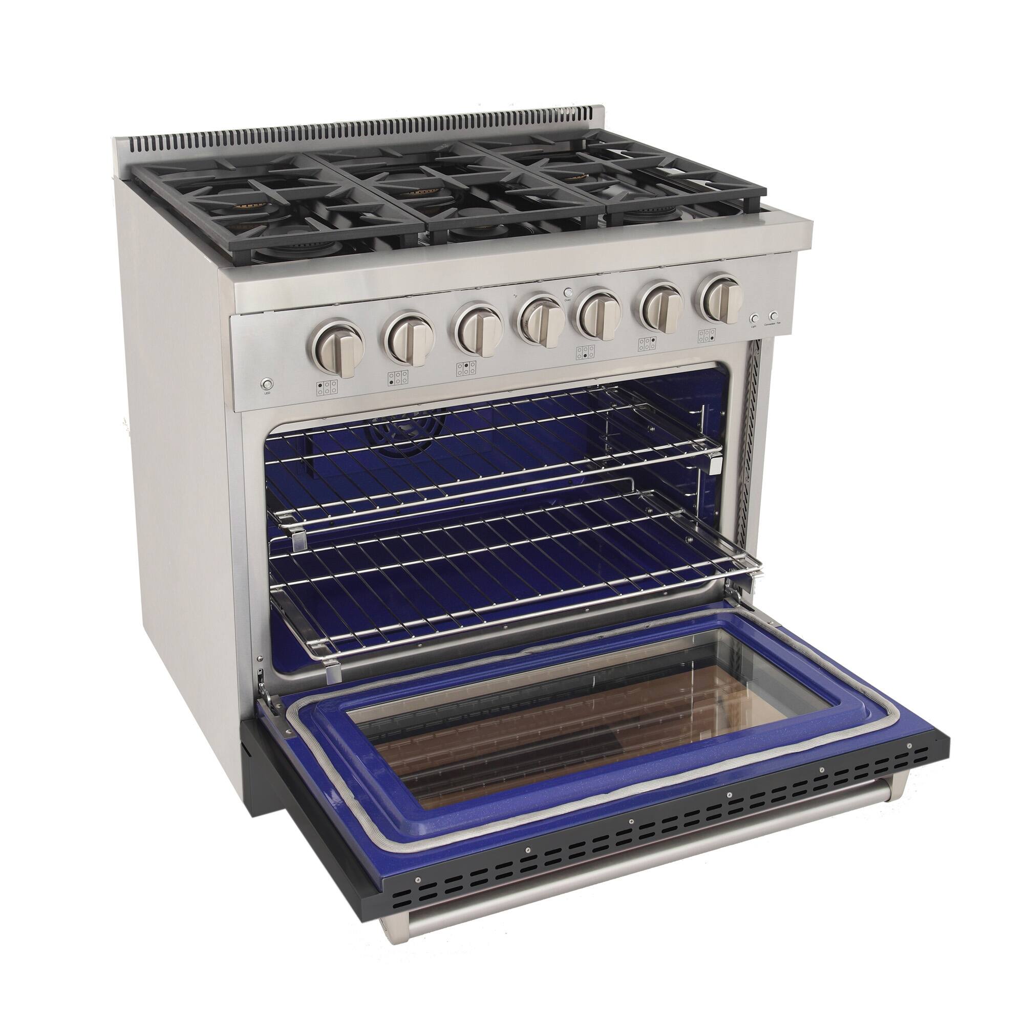 Alt View 3. Kucht - KUCHT Professional 36 in. 5.2 cu. ft. Natural Gas Range and Convection Oven in Cement Gray with True Simmer Burners - Cement Gray.