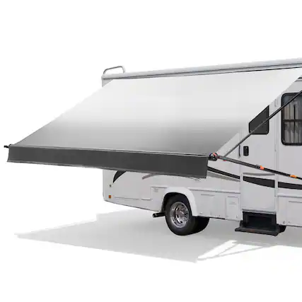 Front. VEVOR - Manual RV Awning Complete Kit, 18.12FT Retractable RV Awning with Aluminum Alloy Frame & Waterproof PVC Fabric - Gradient Black.