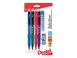 Pentel - Twist-Erase EXPRESS Mechanical Pencil, 0.7mm, #2 Medium Lead, 4/Pack - Black