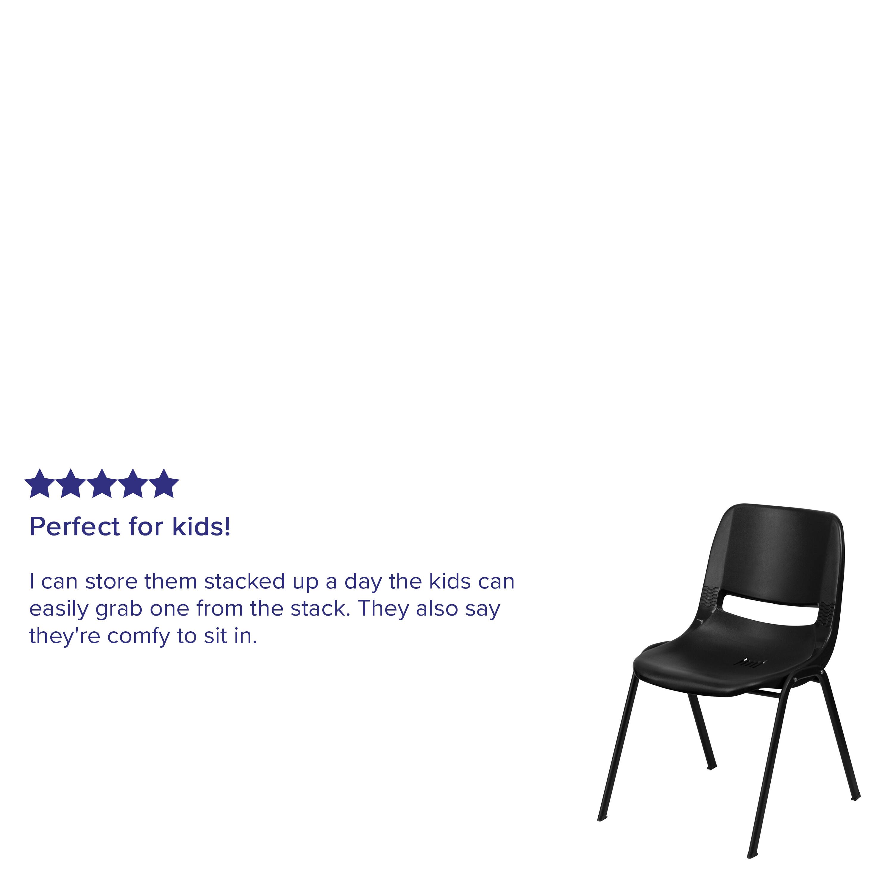 Perfect for kids!  
I can store them stacked up a day the kids can easily grab one from the stack. They also say they're comfy to sit in.
