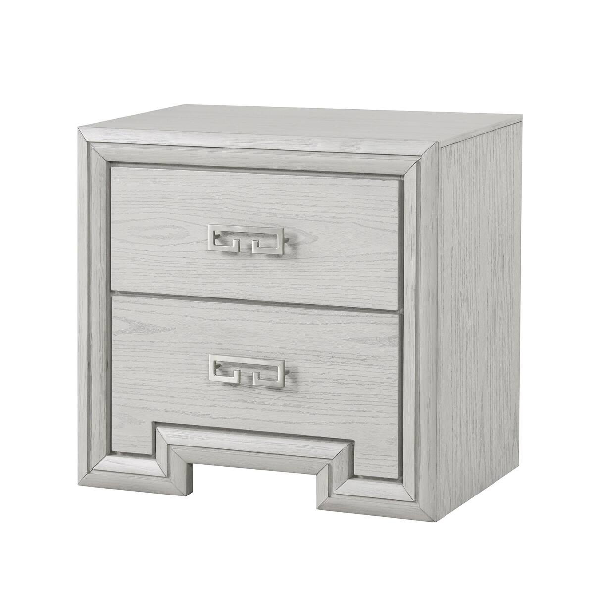 Loheer Nightstand with USB Ports and Two Drawers Rustic White - Best Buy