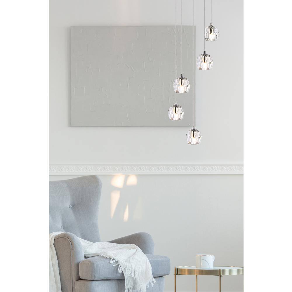 Left. Elegant Lighting - Eren 5 lights Chrome pendant - Chrome.