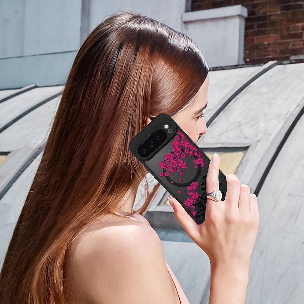 Alt View 1. MOSZAR LLC - Soft TPU + Hard PC Anti-Scratch Shockproof Magnetic Adorable Case - Hot Pink Floral.