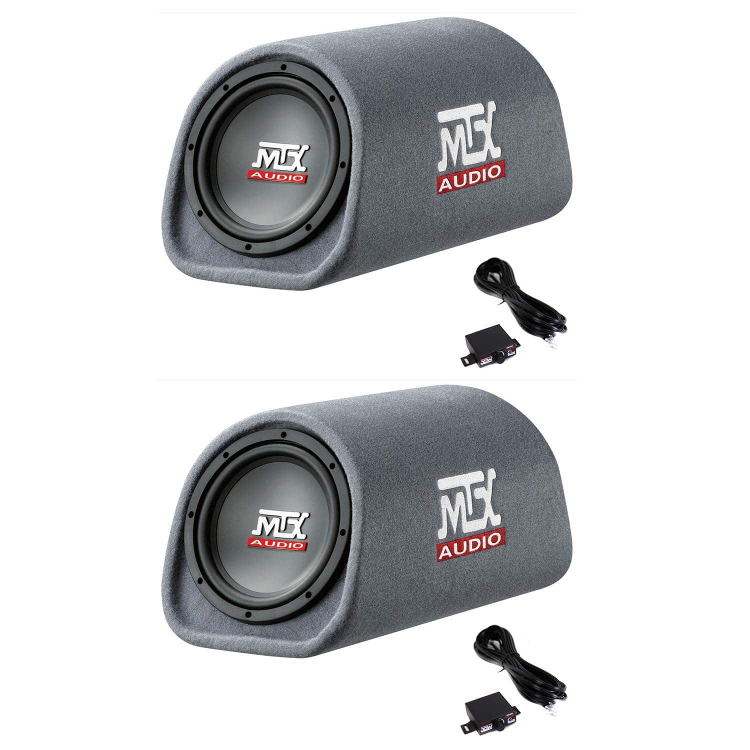 MTX - AUDIO 8" 240W Car Loaded Subwoofer Enclosure Amplified Tube Vented (2 Pack) - Black