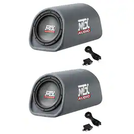 MTX - AUDIO 8" 240W Car Loaded Subwoofer Enclosure Amplified Tube Vented (2 Pack) - Black