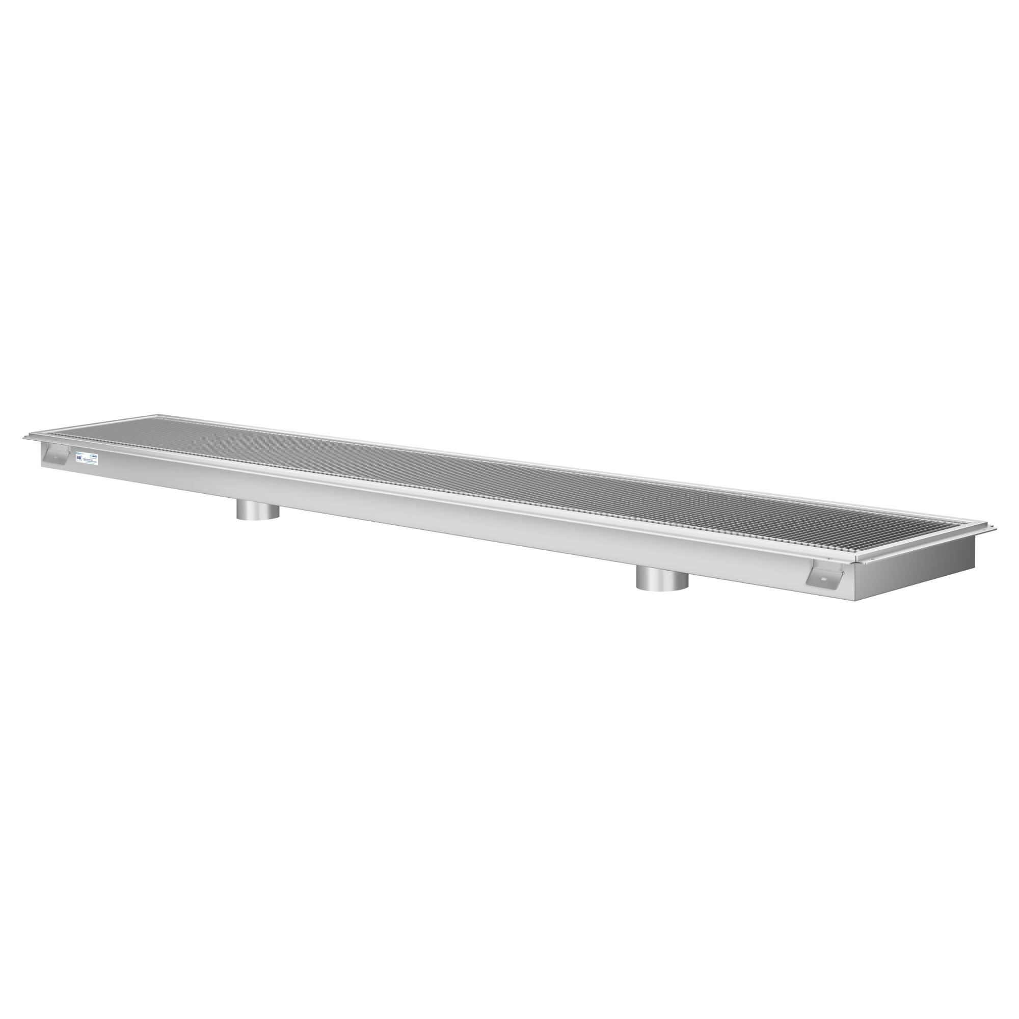Front. Koolmore - 18" x 120" Stainless Steel Floor Trough Drain, 14-Gauge with Subway-Style Grating & Removable Drain Basket, NSF Listed - Stainless-Steel.