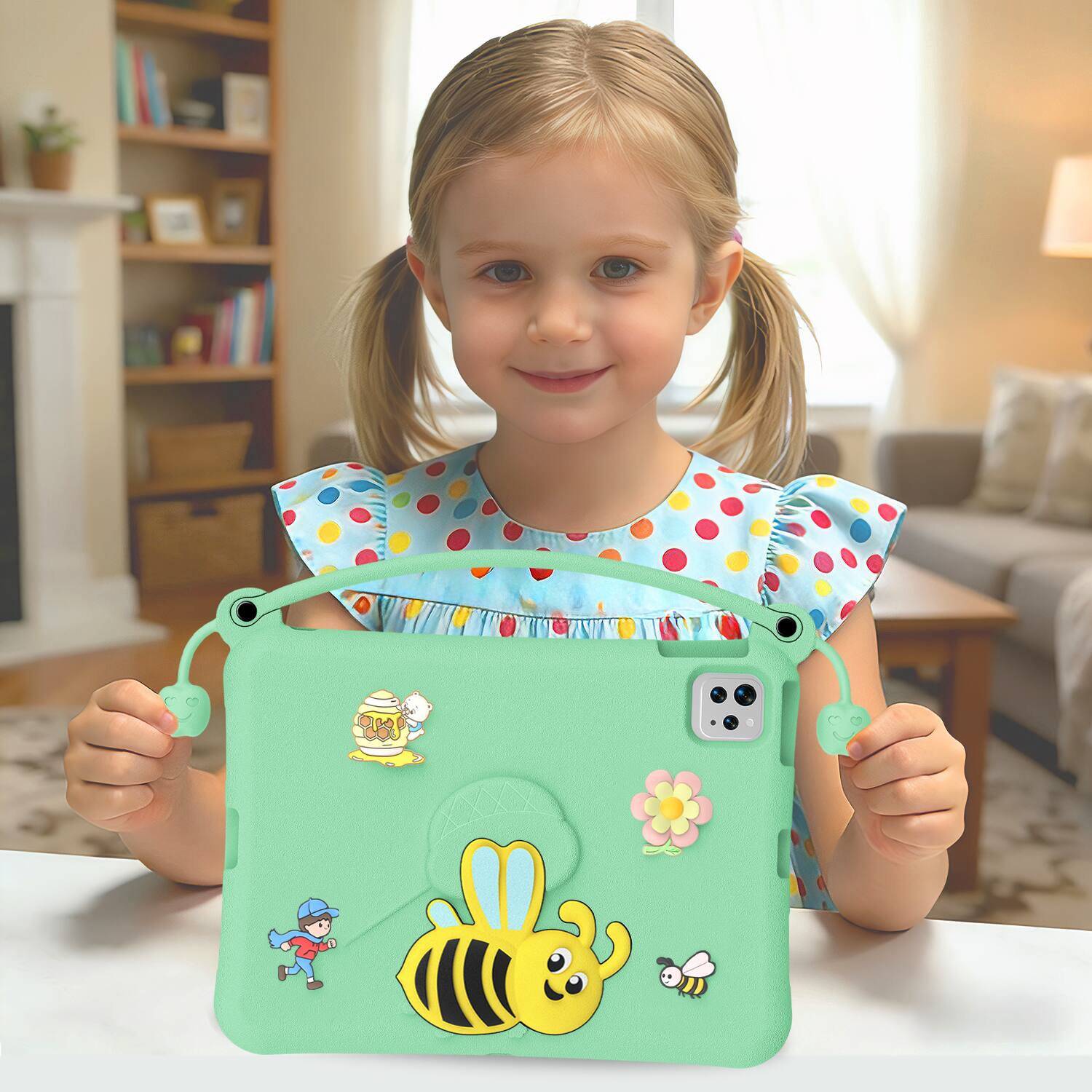 Alt View 5. Dteck - for Apple iPad (A16) 11" 2025 & iPad Air 11‑inch (M4) 2026 Kids EVA Tablet Case,Shockproof Kickstand Cover + Handle - Lightcyan.
