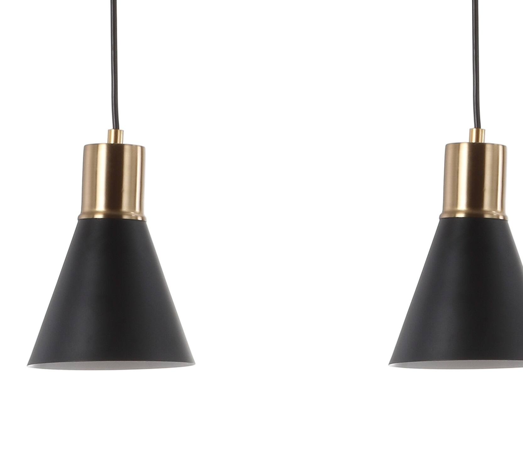 Alt View 4. Jonathan Y - Apollo 33.5" 3-Light Mid-Century Modern Iron Adjustable Linear LED Pendant, Black/Brass Gold - Black/Brass Gold.