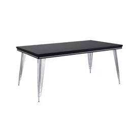 Manhattan Lane - Zoe Dining Table, Rubberwood, Chrome Steel Legs, 71 Inch - Black/Silver