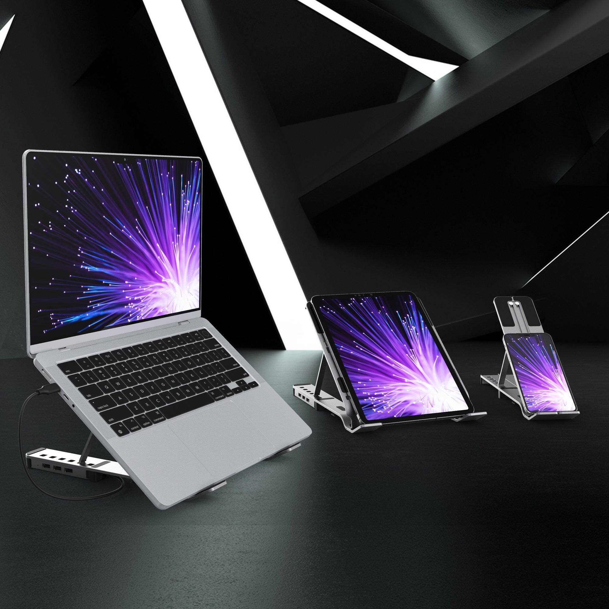 Alt View 4. j5create - Laptop Stand with USB 4-Port Hub - Space Gray.