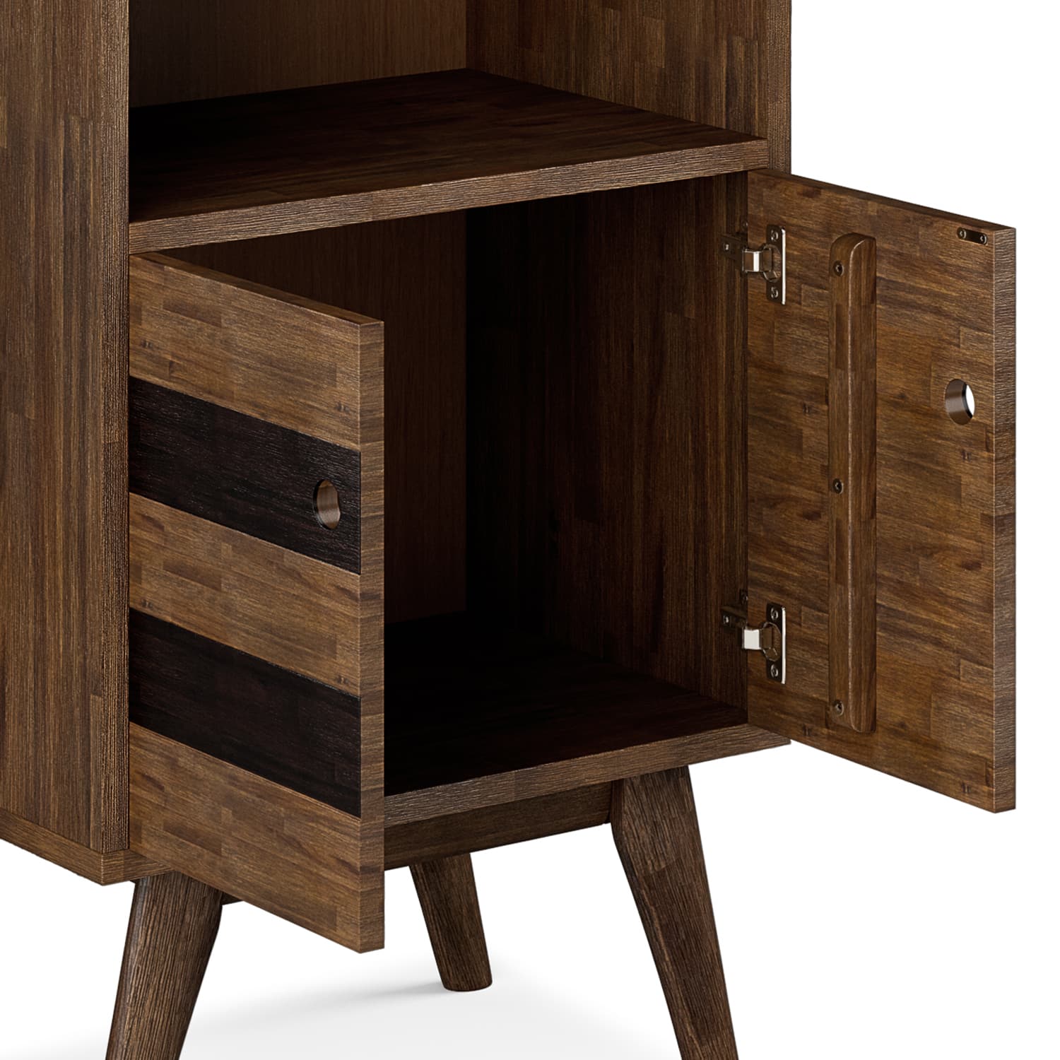 Alt View 14. Simpli Home - Clarkson Bookcase with Storage - Rustic Natural Aged Brown.