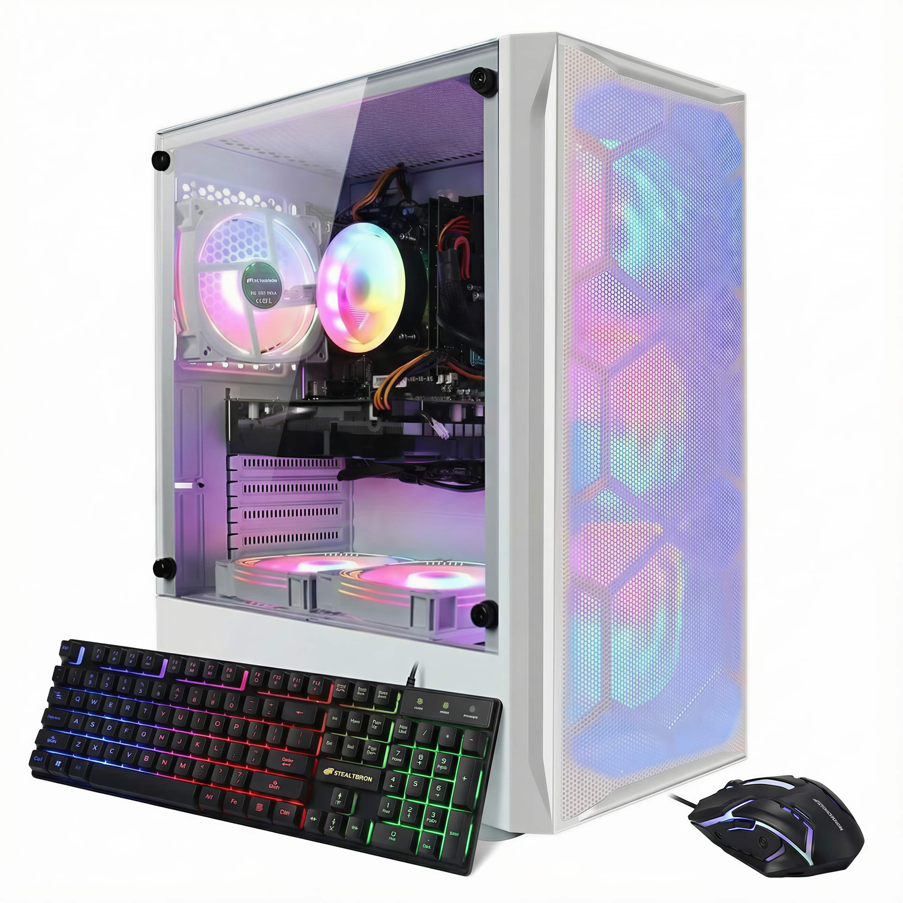 STGAubron - Gaming Desktop PC, GeForce GTX 1660 Ti 6G, Intel Core I7 up to 3.9GHz, 16G RAM, 512G SSD, WiFi, BT 5.0, Win11H - White