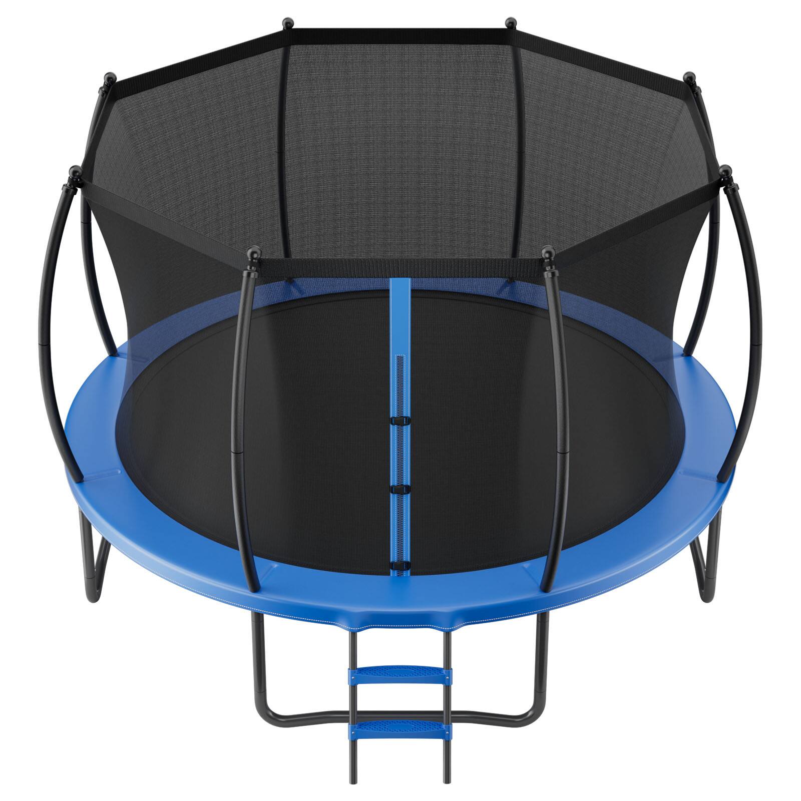 Alt View 5. VEVOR - Outdoor Trampoline, 12FT Recreational Trampoline, ASTM Approved Trampolines with Enclosure Net & Thickened Pad - Blue;Black.