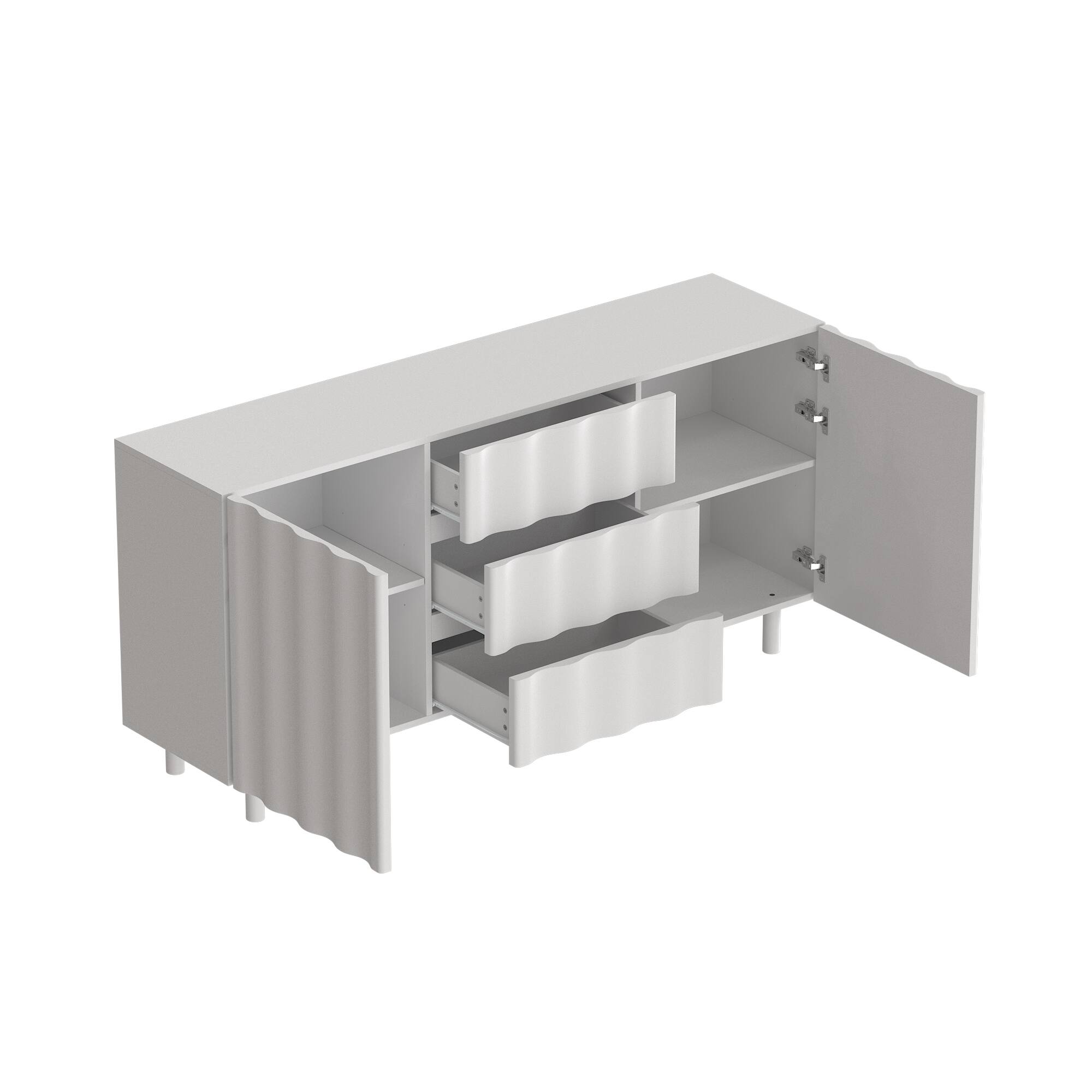 Left. Famapy - European - Style Sideboard: Stylish Storage with Anti - Tipping Safety - White.