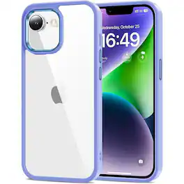 Entronix - iPhone 16E Case - Clear Back with Impact-Resistant Chrome Frame - Purple
