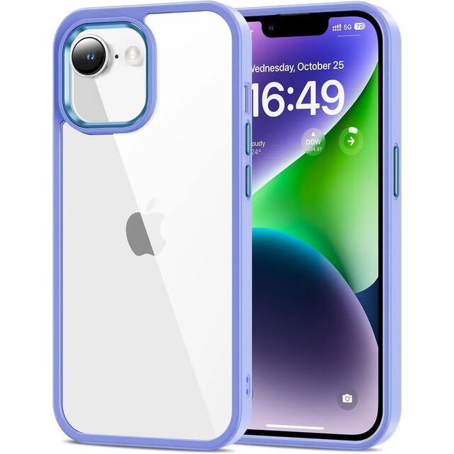 Entronix - iPhone 16E Case - Clear Back with Impact-Resistant Chrome Frame - Purple