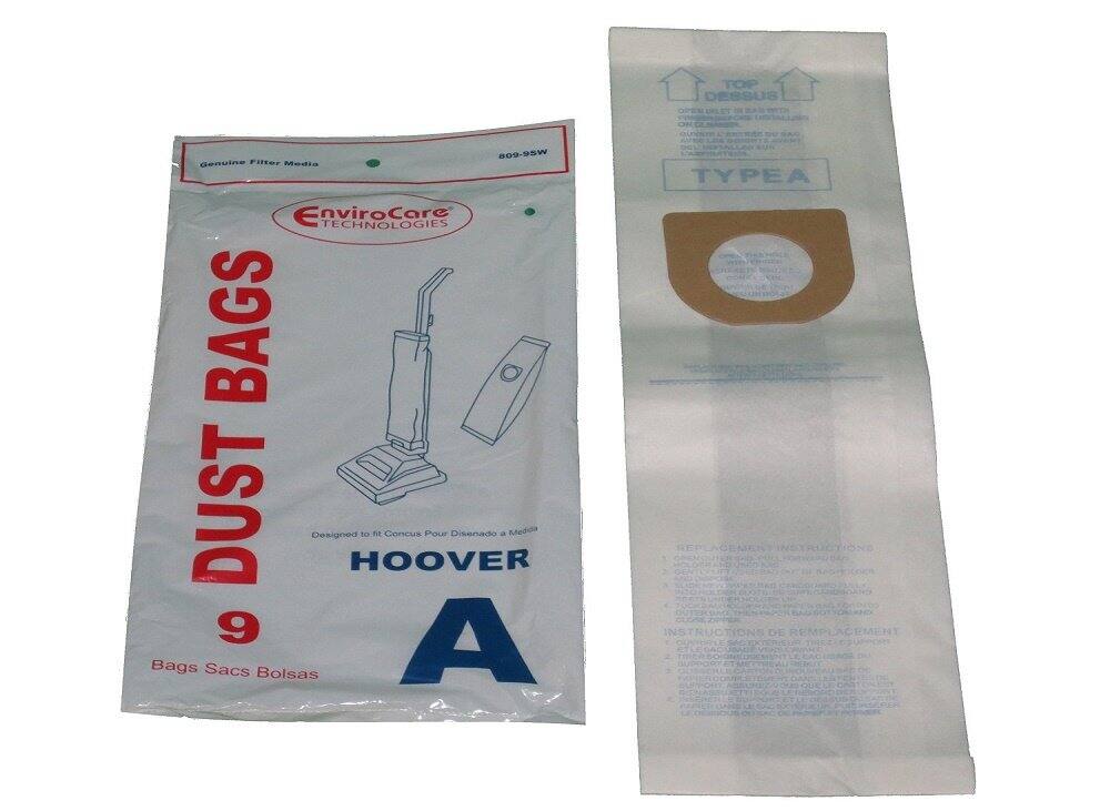 **Top Dust Bags**

**Genuine Filter Media**

**EnviroCare Technologies**

**9 DUST BAGS**

**Designed for Hoover A**

**Bags Sacs Bolsas**

**Type A**

**Replacement Instructions**

**Remplacemen Instructions**

**Instructions de Remplacement**