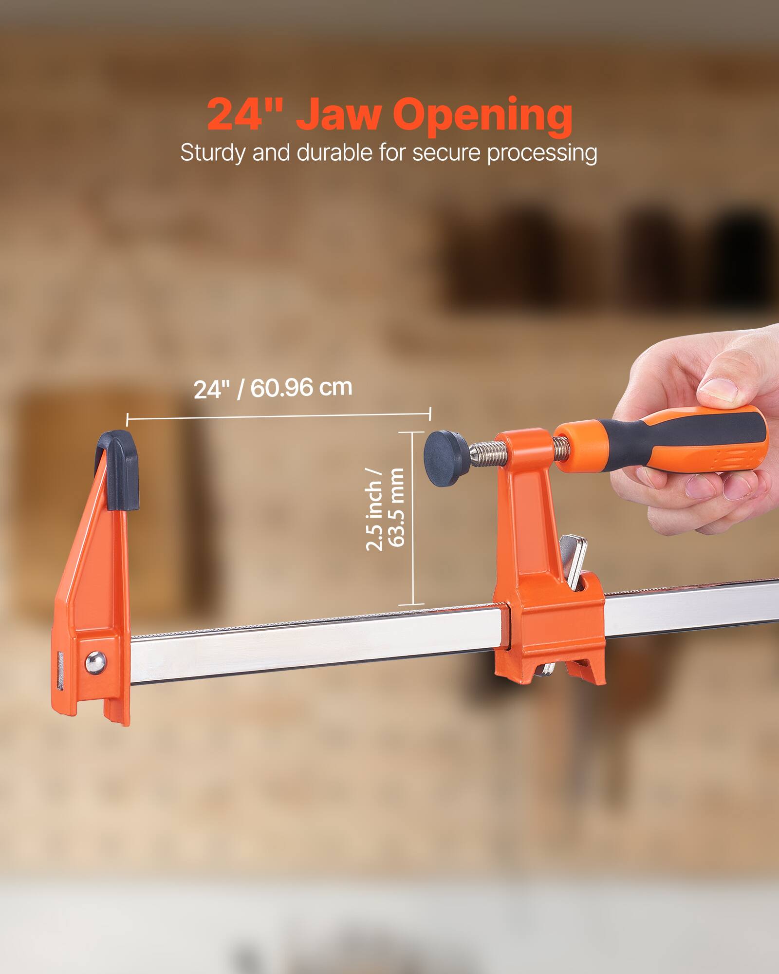 24" Jaw Opening  
Sturdy and durable for secure processing  

24" / 60.96 cm  
2.5 inch / 63.5 mm