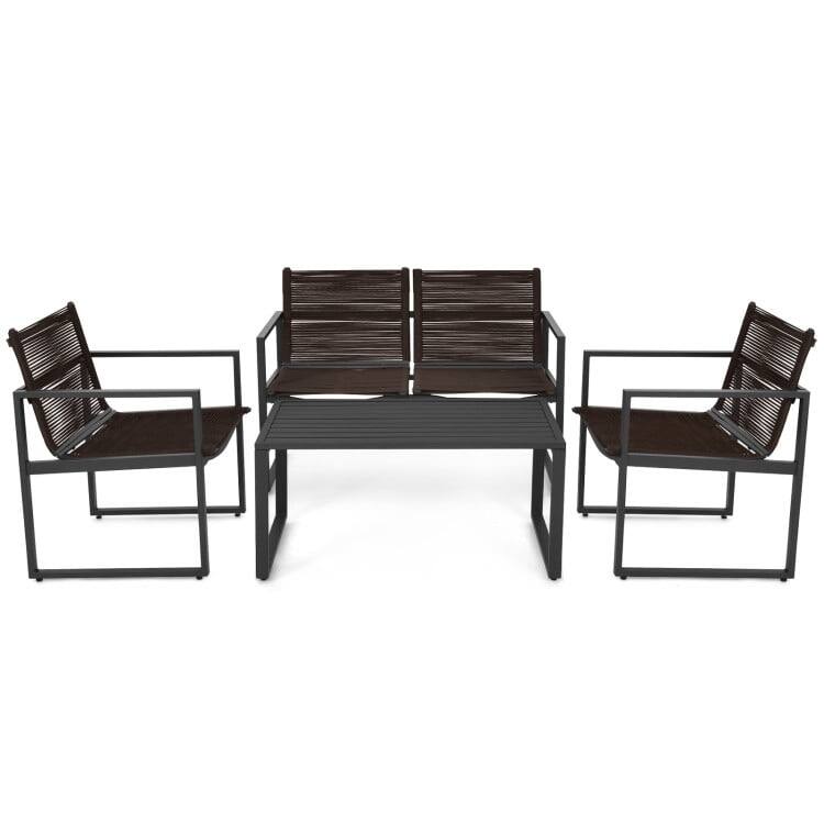 Left. Pefilos - 4 Pieces Patio Furniture Conversation Set with Includes Coffee Table, Outdoor Patio Furniture Set with Sofa Loveseat - Black.