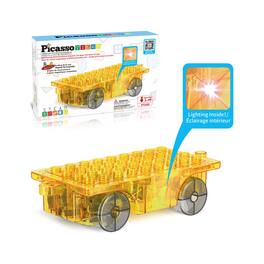 PicassoTiles - Magnet Tile Motorized Car Base Self Turning Truck with Light, Motor for Kids