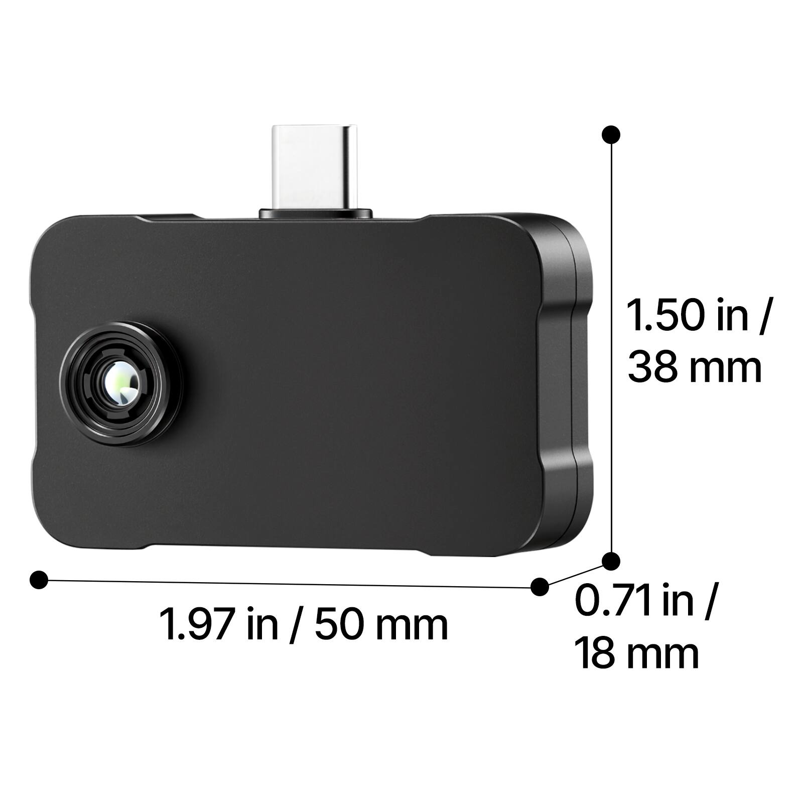 1.50 in / 38 mm  
1.97 in / 50 mm  
0.71 in / 18 mm