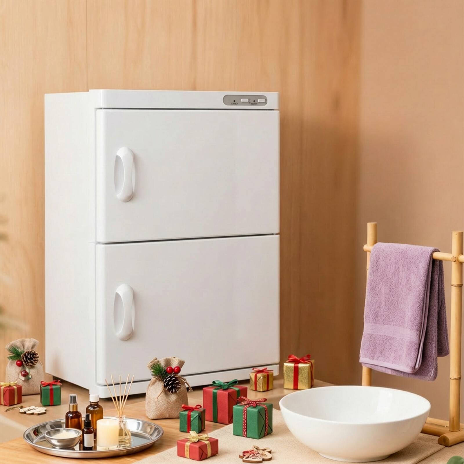 Front. Circus Cirle - 46L Hot Towel Warmer Cabinet - White.