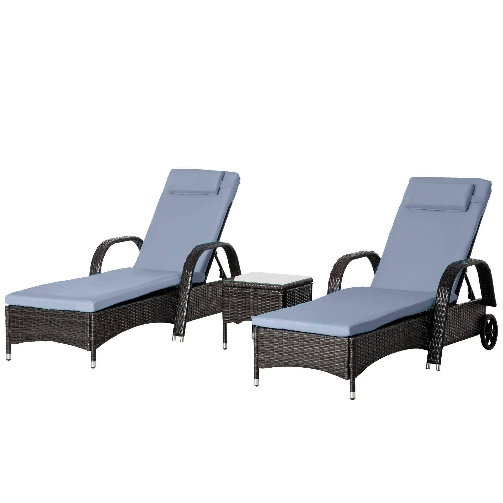 Angle. Resenkos - Resenkos Chaise Lounge Chair Set, Outdoor Sectional Furniture, PE Rattan, Brown and Gray - Brown and Gray.