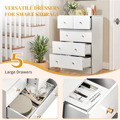 VERSATILE DRESSERS FOR SMART STORAGE  
5 Large Drawers