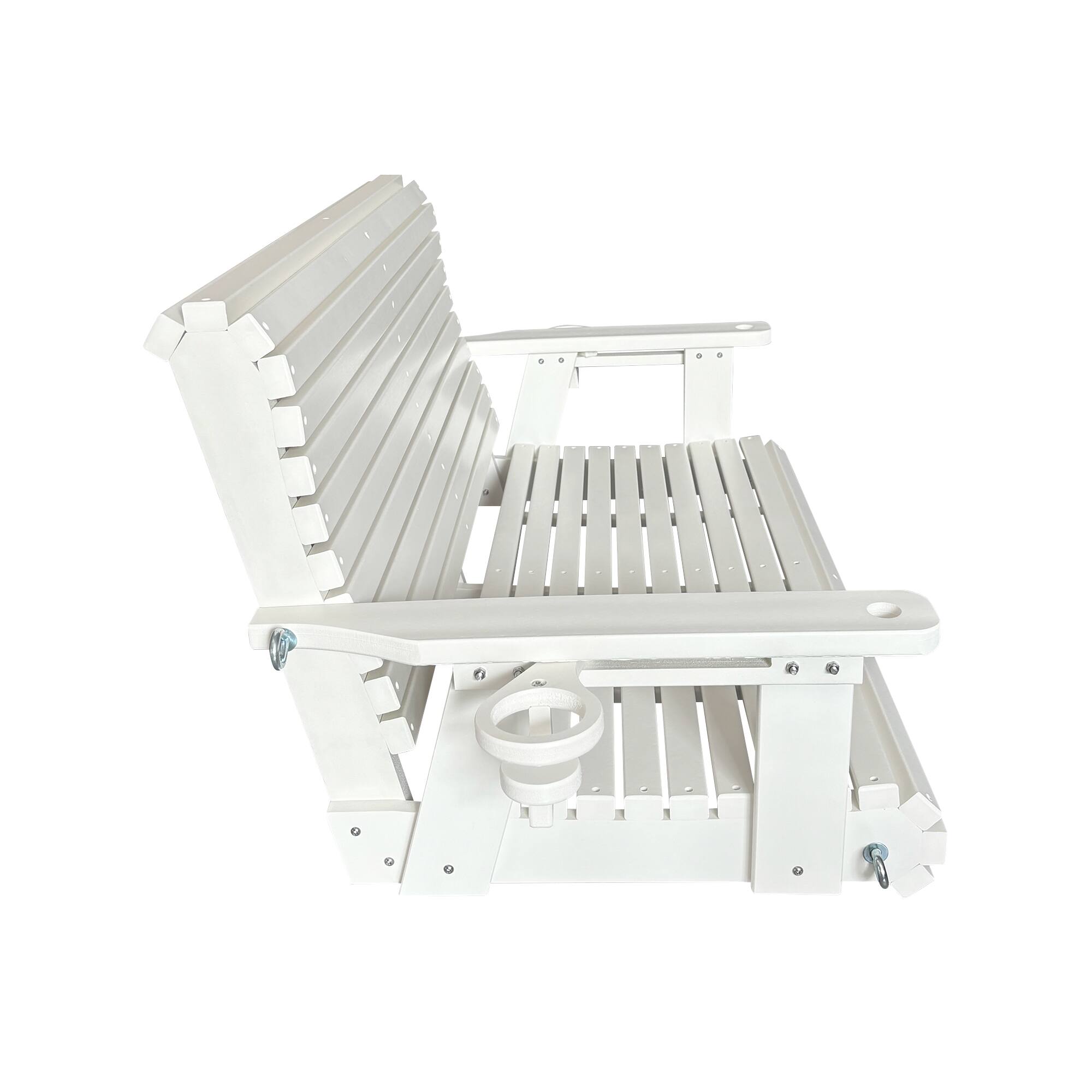 Left. Fortune Candy - HDPE Porch Swing with Ergonomic Design, Ultra Weather-Resistant, Heavy Duty 1200 LBS, for Outdoor Patio Garden Yard - White.